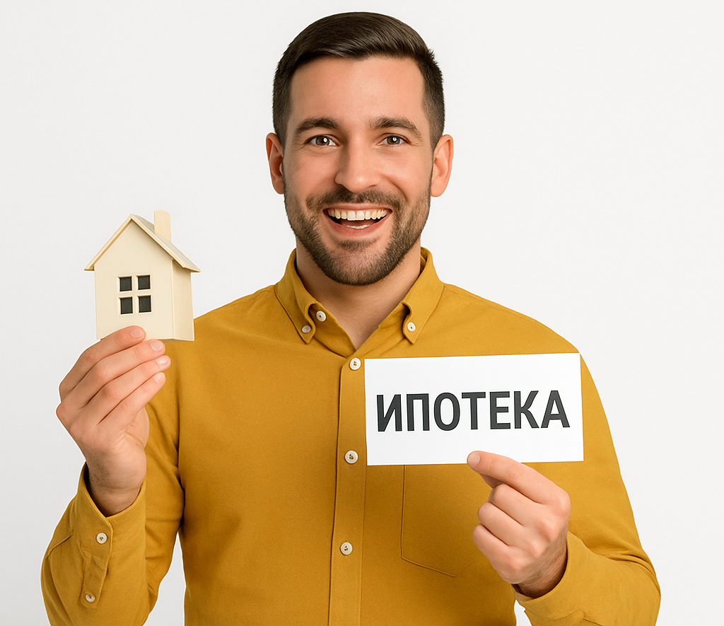 Довольный молодой мужчина, взявший ипотеку