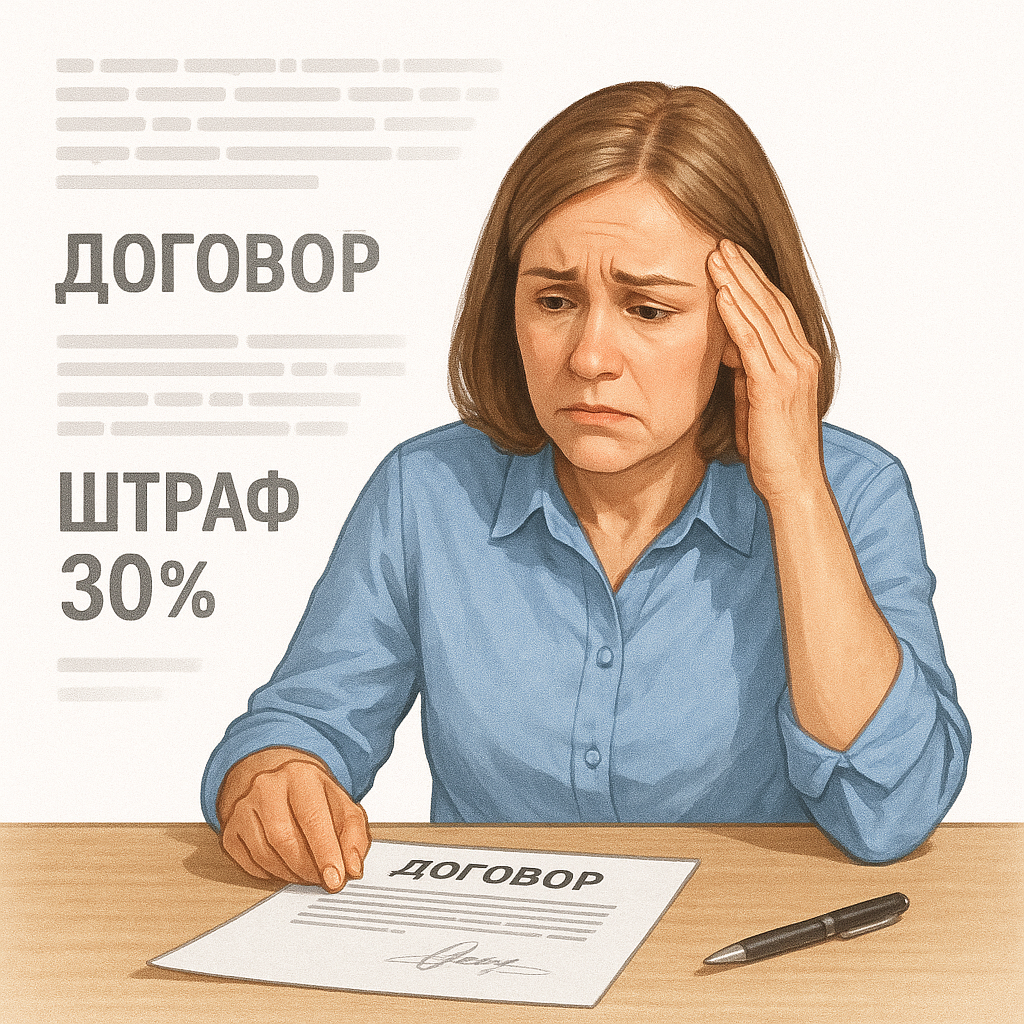 Женщина подписывает договор займа